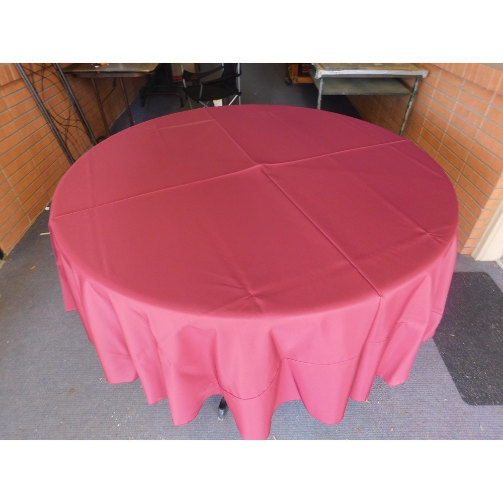 Lot of 5 96" Round Burgundy Tablecloths